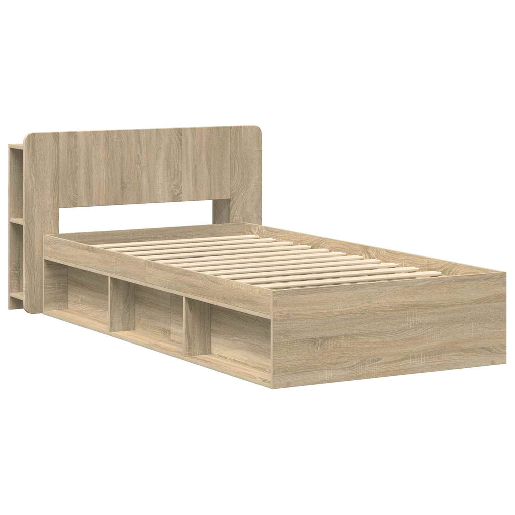 Bettgestell mit Stauraum Sonoma-Eiche 90 x 190 cm Holzwerkstoff