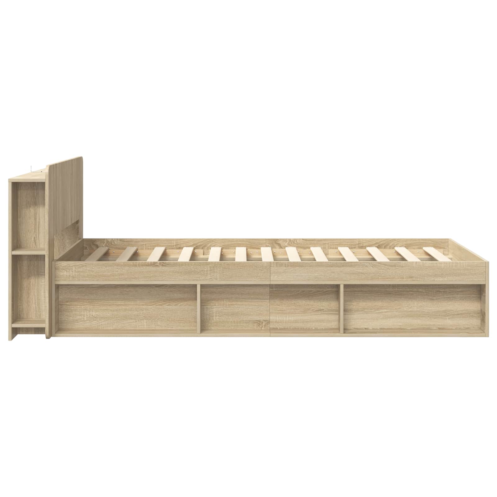 Bettgestell mit Stauraum Sonoma-Eiche 90 x 190 cm Holzwerkstoff