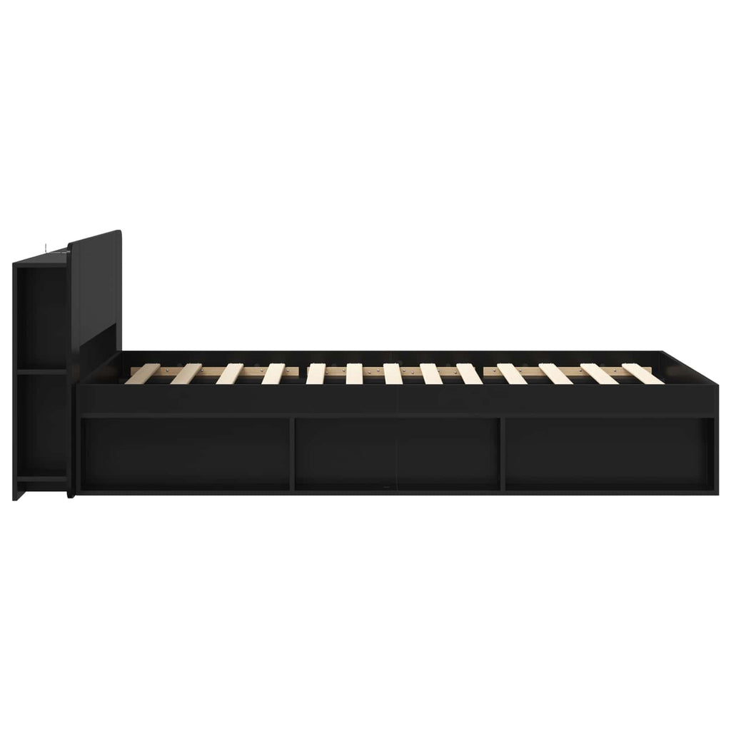Bettgestell mit Stauraum Schwarz 100 x 200 cm Holzwerkstoff