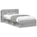 Bettgestell mit Stauraum Grau Sonoma 100 x 200 cm Holzwerkstoff