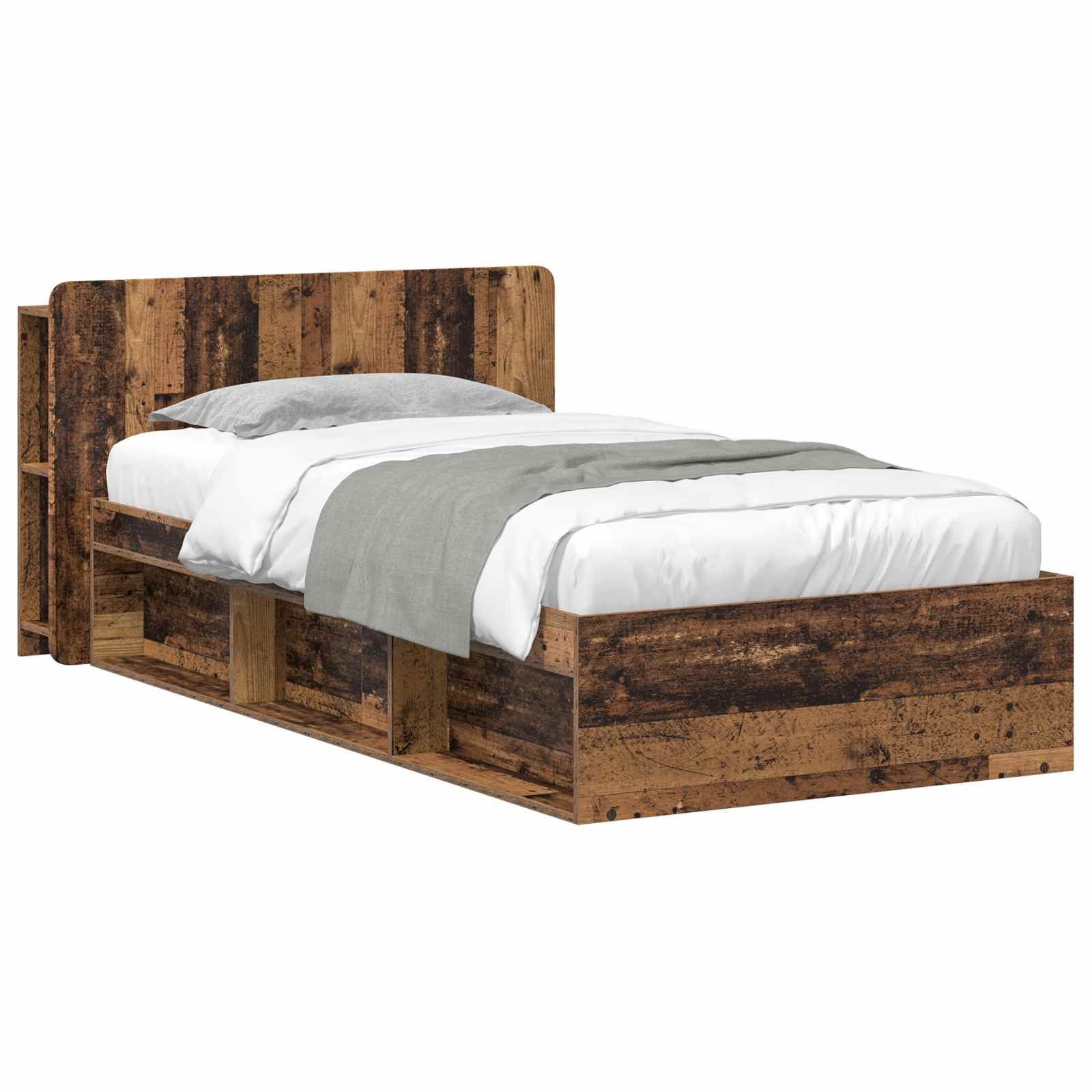 Bettgestell mit Stauraum Altholz 100 x 200 cm Holzwerkstoff