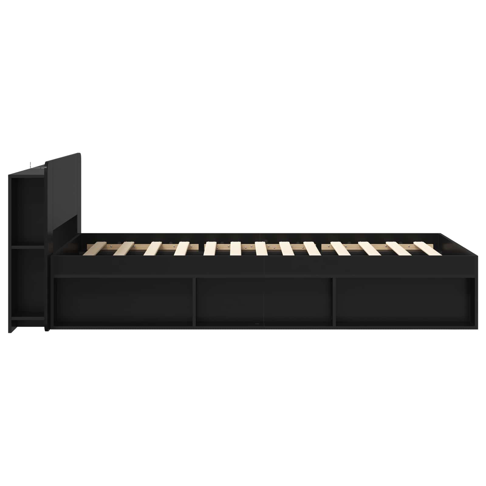 Bettgestell mit Stauraum Schwarz 90 x 200 cm Holzwerkstoff