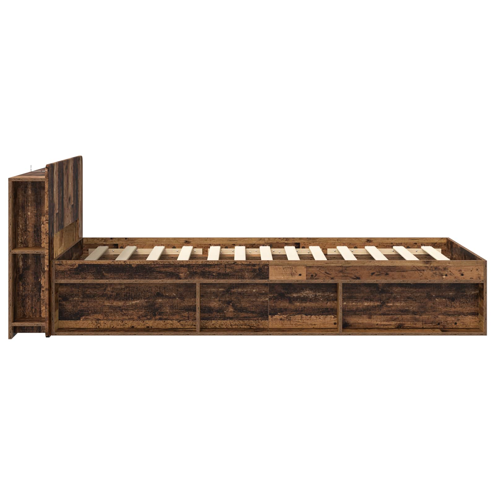 Bettgestell mit Stauraum Altholz 90 x 200 cm Holzwerkstoff