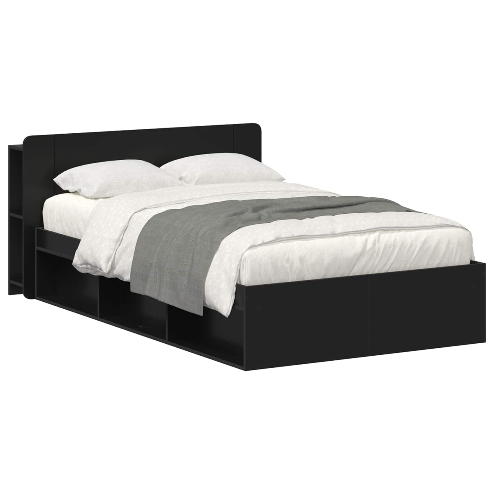 Bettgestell mit Stauraum Schwarz 120 x 190 cm Holzwerkstoff