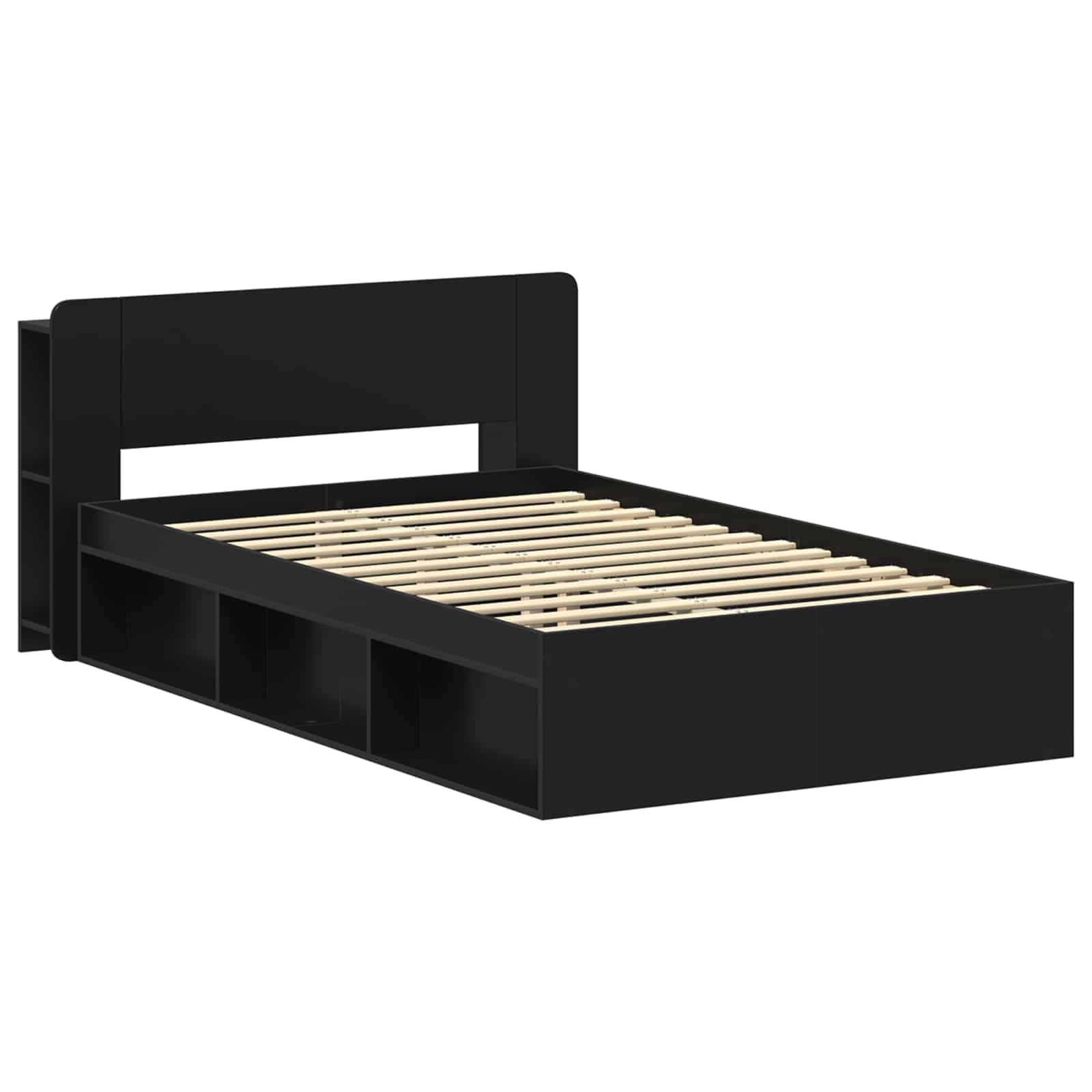 Bettgestell mit Stauraum Schwarz 120 x 190 cm Holzwerkstoff