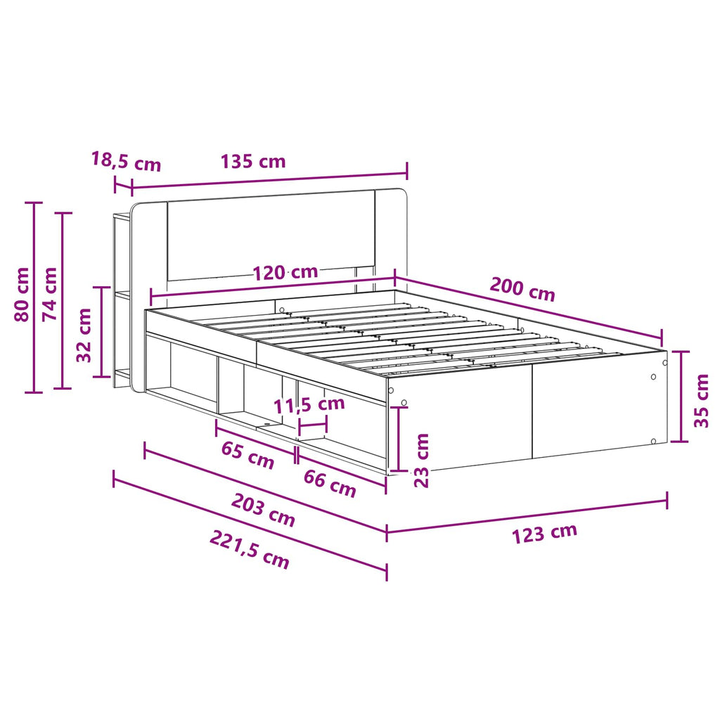 Bettgestell mit Stauraum Altholz 120 x 200 cm Holzwerkstoff