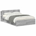 Bettgestell mit Stauraum Grau Sonoma 140 x 190 cm Holzwerkstoff