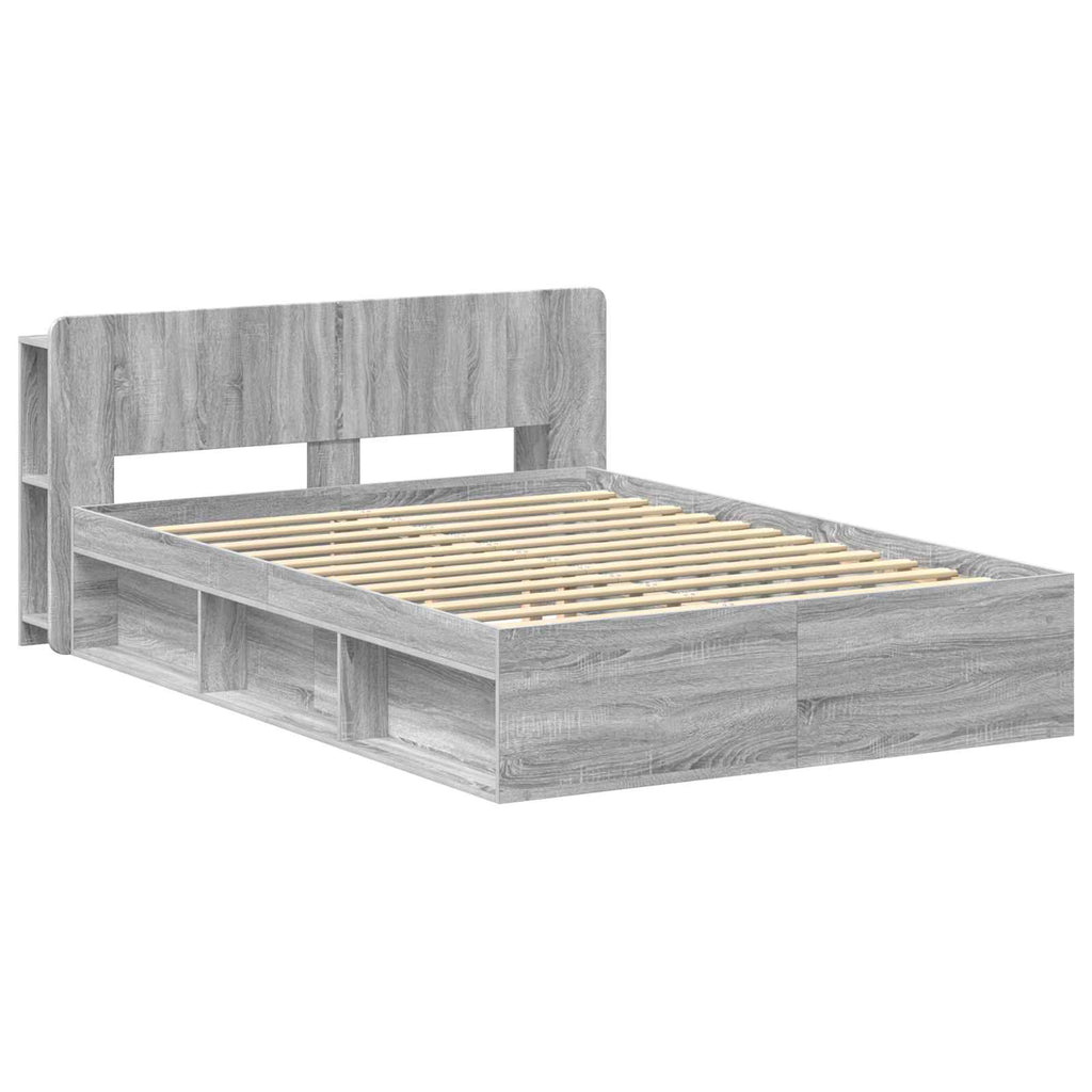 Bettgestell mit Stauraum Grau Sonoma 140 x 190 cm Holzwerkstoff