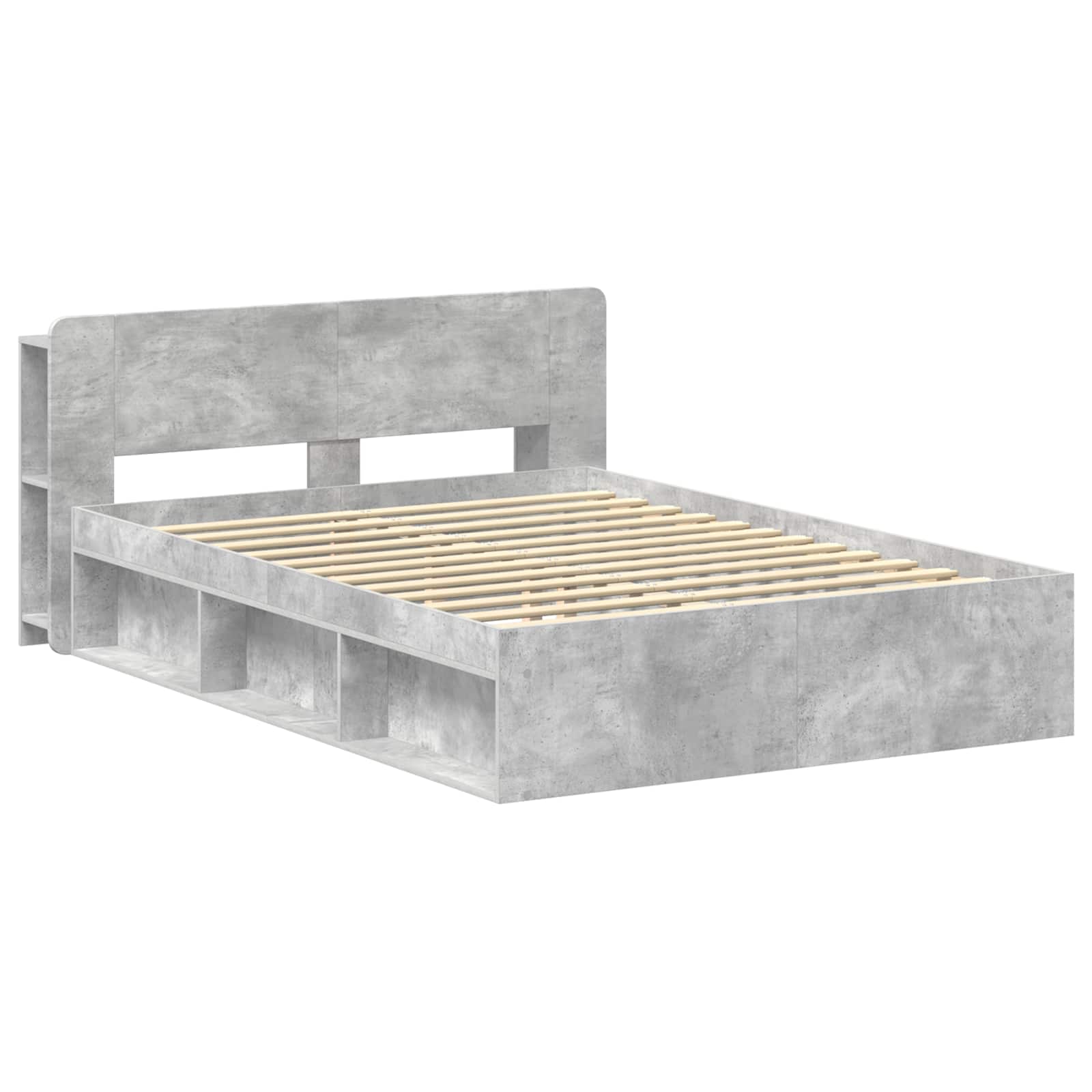 Bettgestell mit Stauraum Betongrau 140 x 200 cm Holzwerkstoff