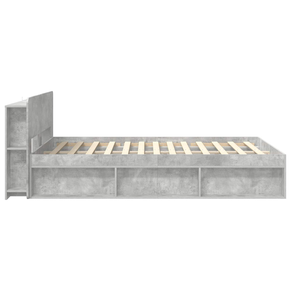 Bettgestell mit Stauraum Betongrau 140 x 200 cm Holzwerkstoff
