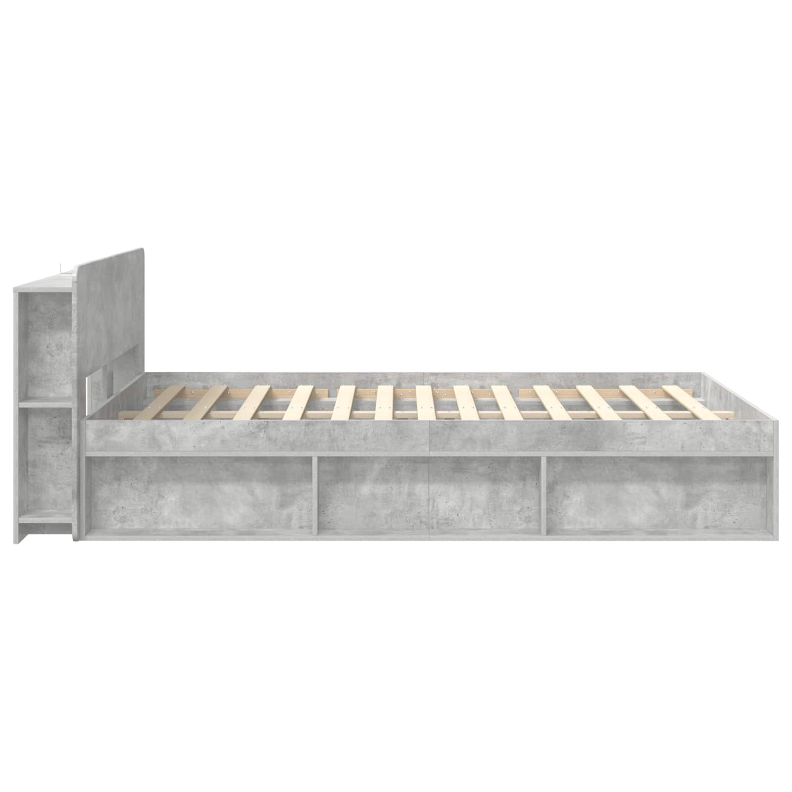 Bettgestell mit Stauraum Betongrau 140 x 200 cm Holzwerkstoff
