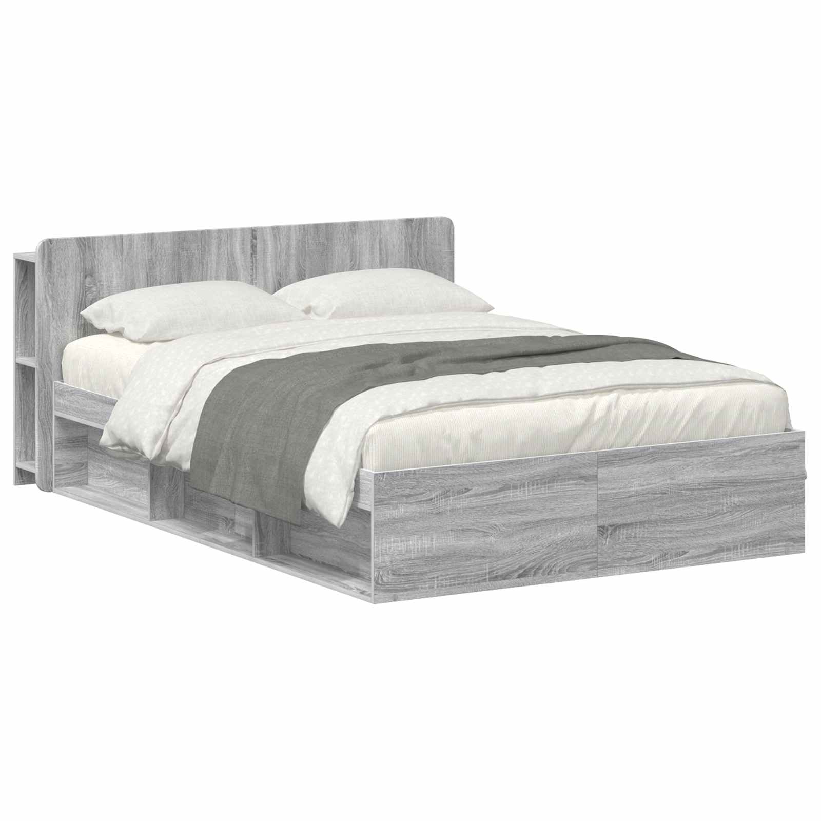 Bettgestell mit Stauraum Grau Sonoma 160 x 200 cm Holzwerkstoff