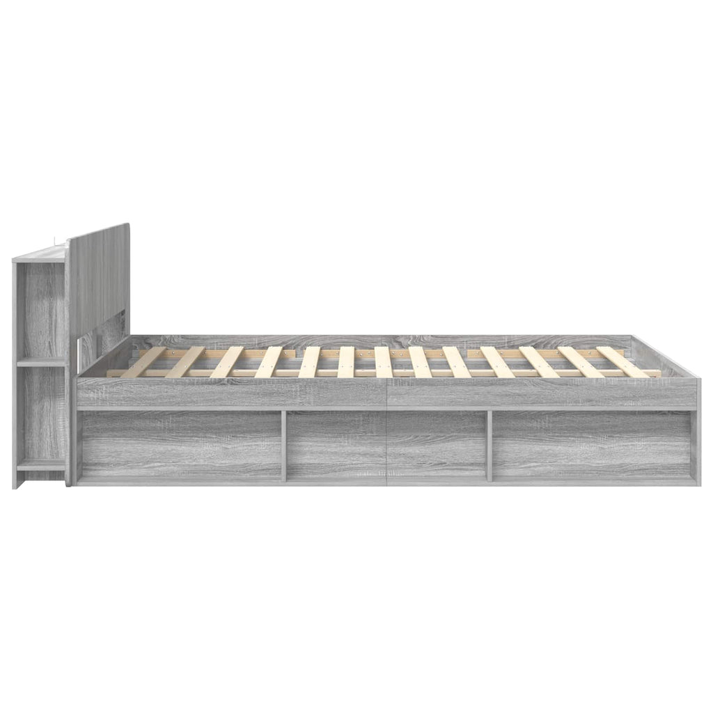 Bettgestell mit Stauraum Grau Sonoma 160 x 200 cm Holzwerkstoff