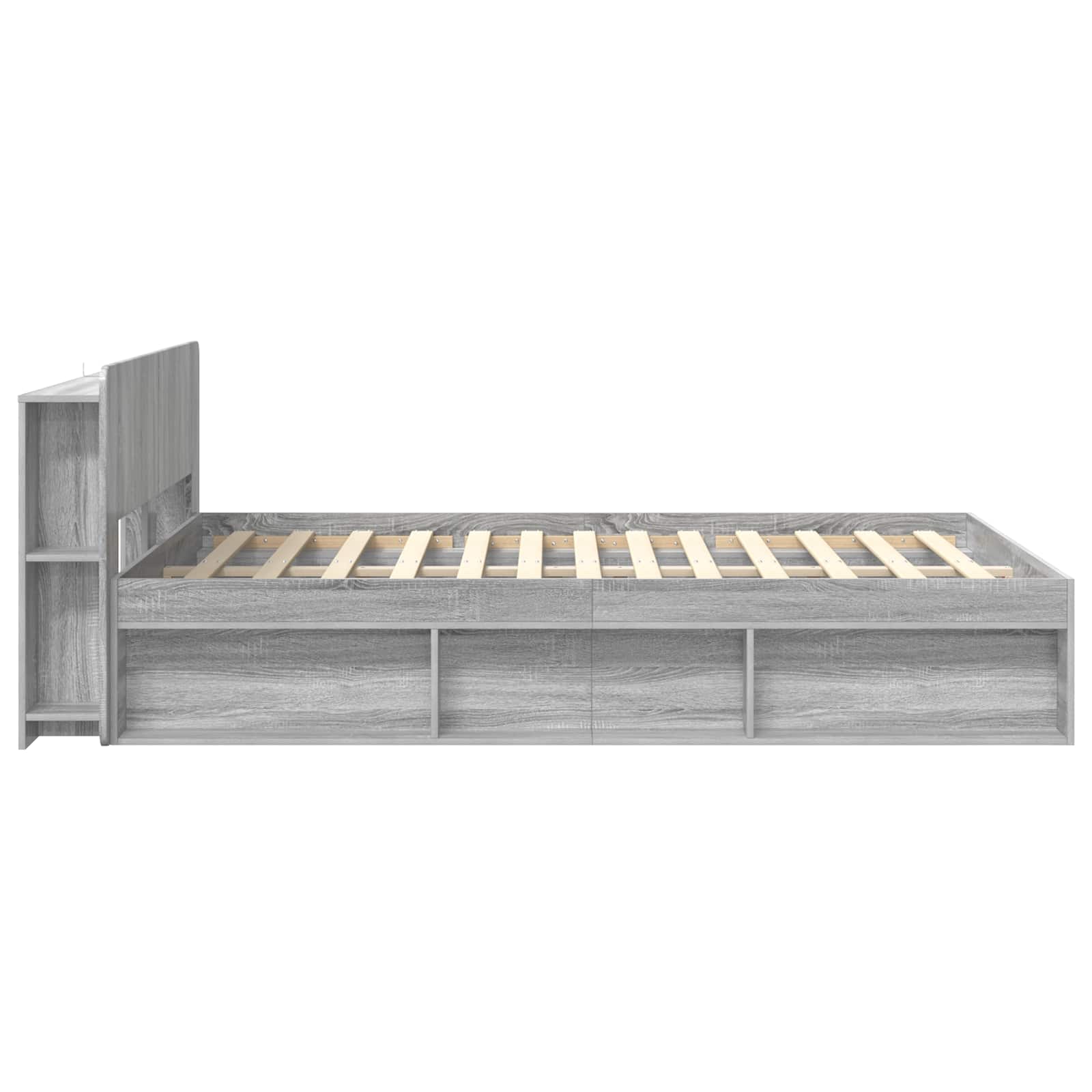 Bettgestell mit Stauraum Grau Sonoma 160 x 200 cm Holzwerkstoff
