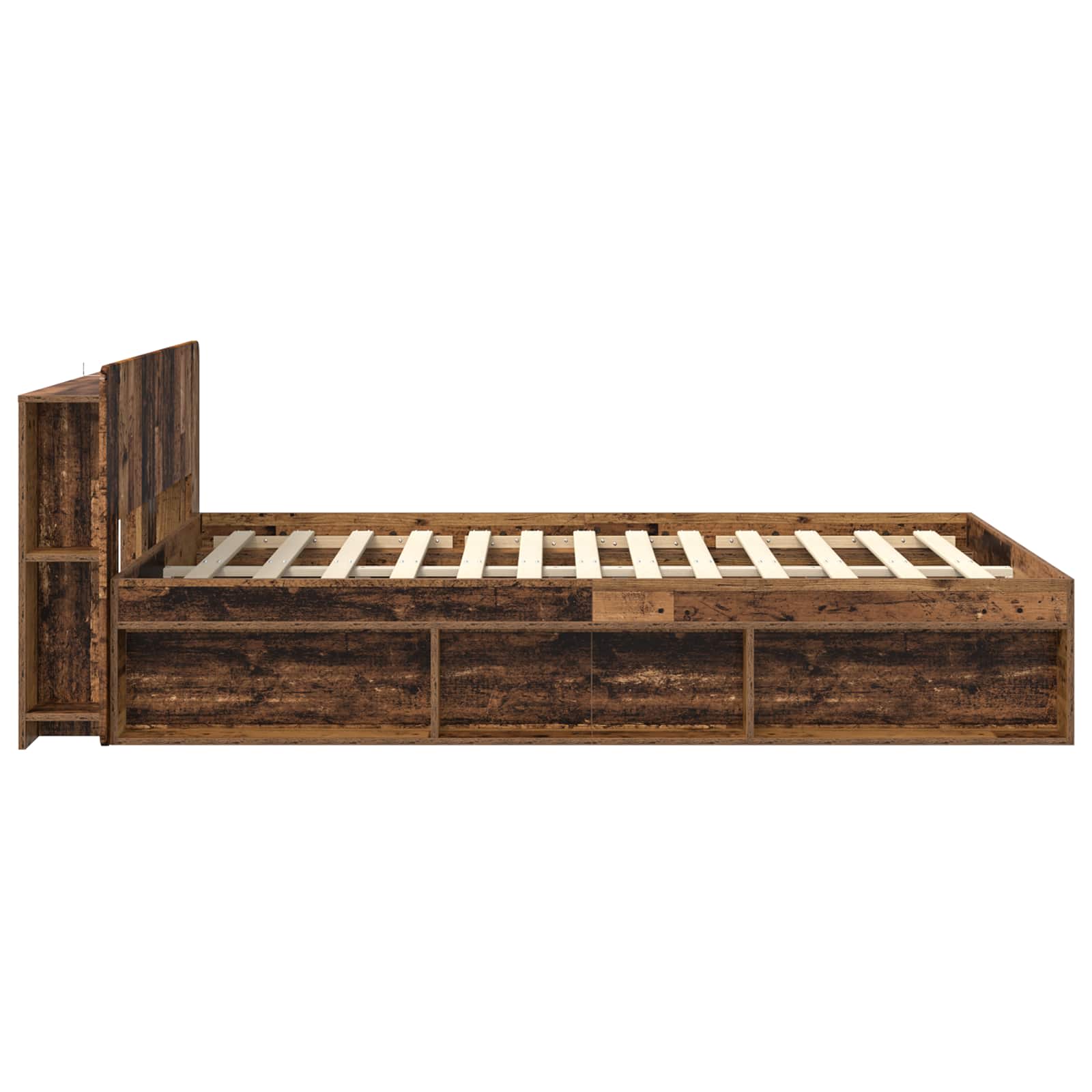 Bettgestell mit Stauraum Altholz 160 x 200 cm Holzwerkstoff