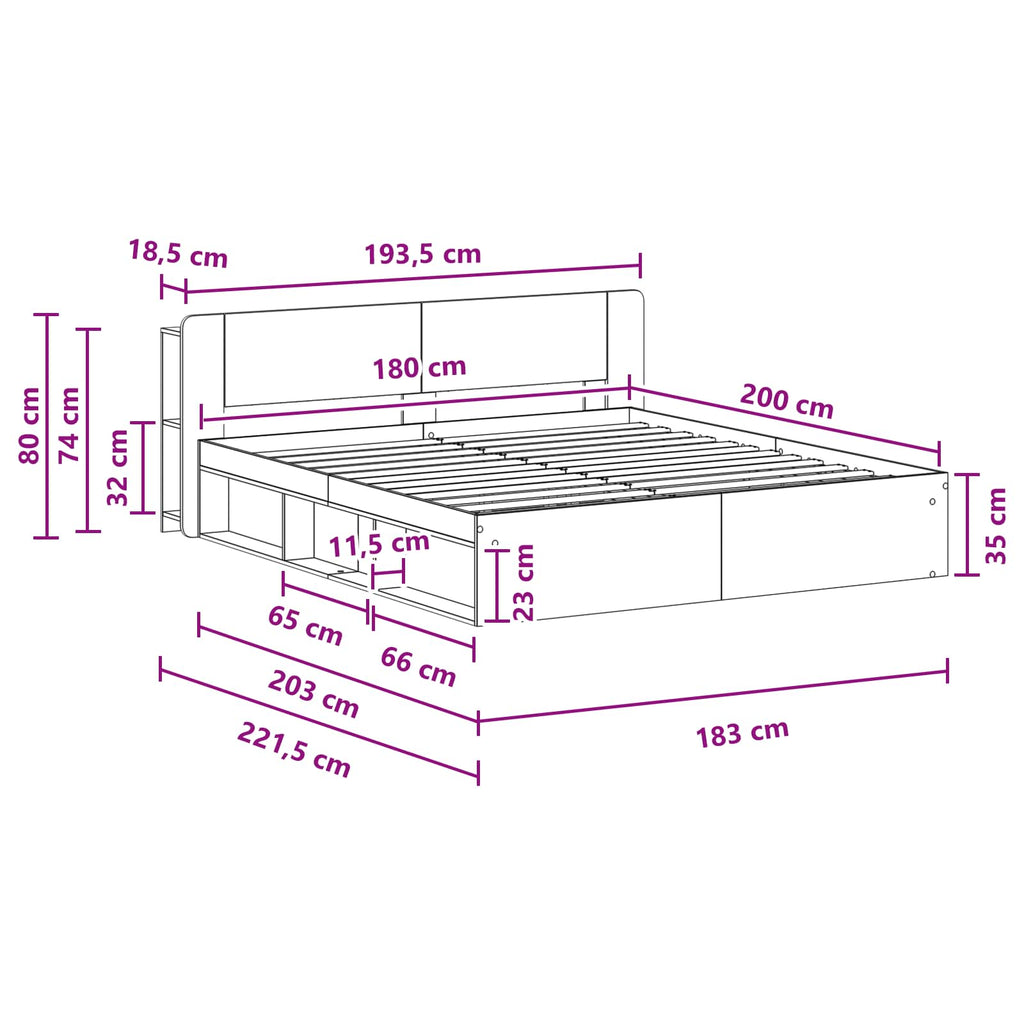 Bettgestell mit Stauraum Schwarz 180 x 200 cm Holzwerkstoff