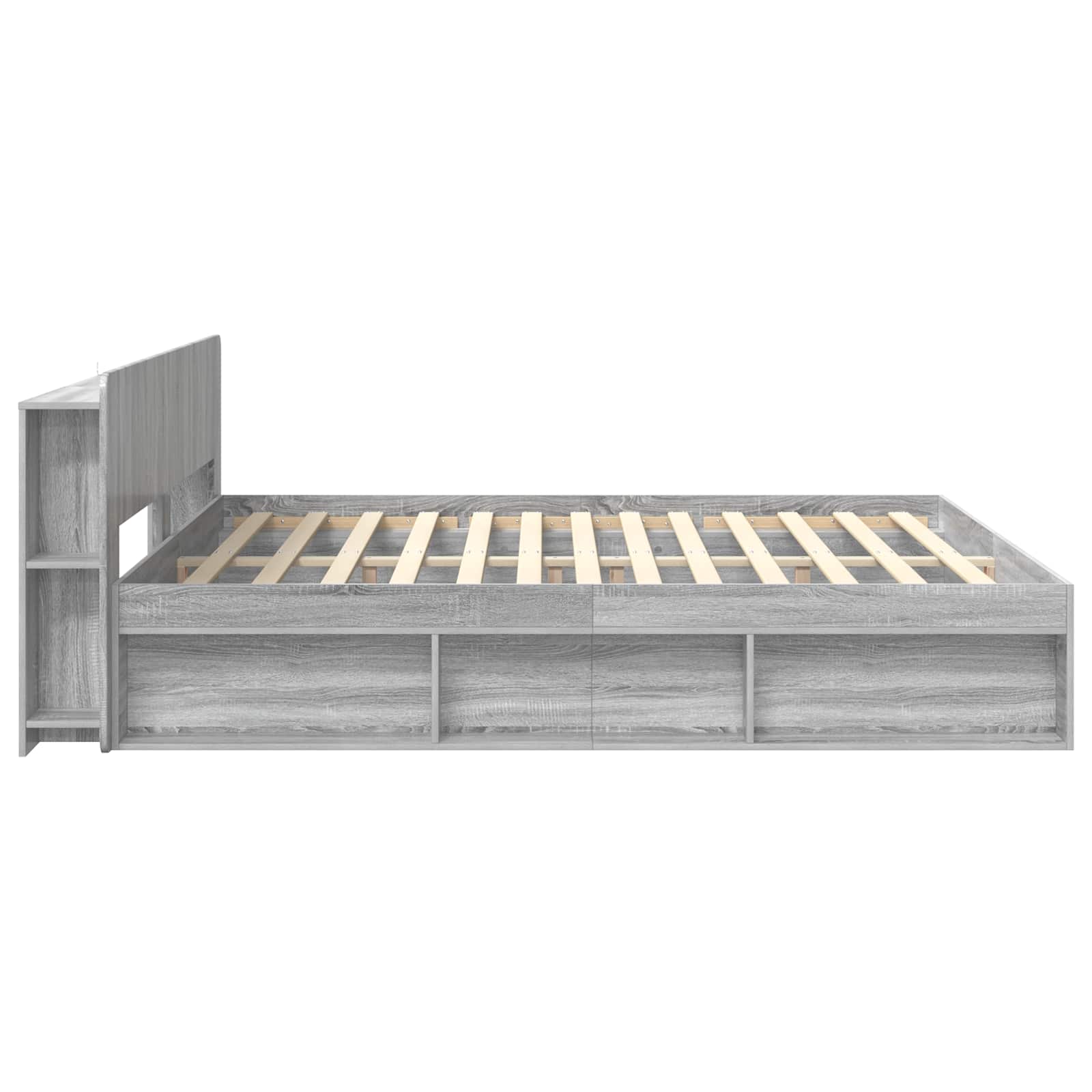 Bettgestell mit Stauraum Grau Sonoma 200 x 200 cm Holzwerkstoff
