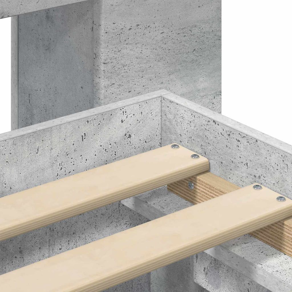 Bettgestell mit Stauraum Betongrau 75 x 190 cm Holzwerkstoff