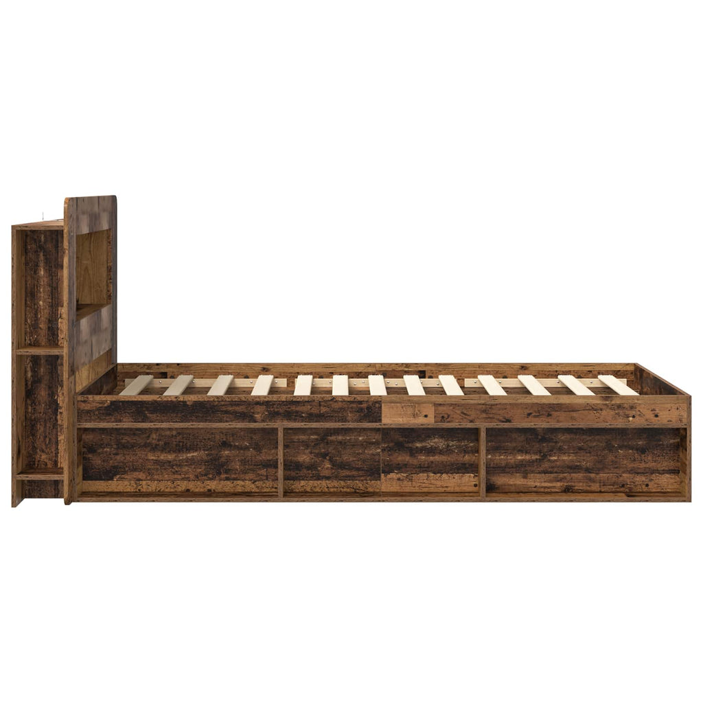 Bettgestell mit Stauraum Altholz 75 x 190 cm Holzwerkstoff