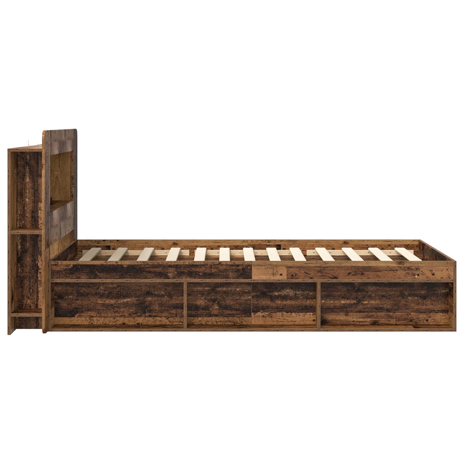 Bettgestell mit Stauraum Altholz 75 x 190 cm Holzwerkstoff