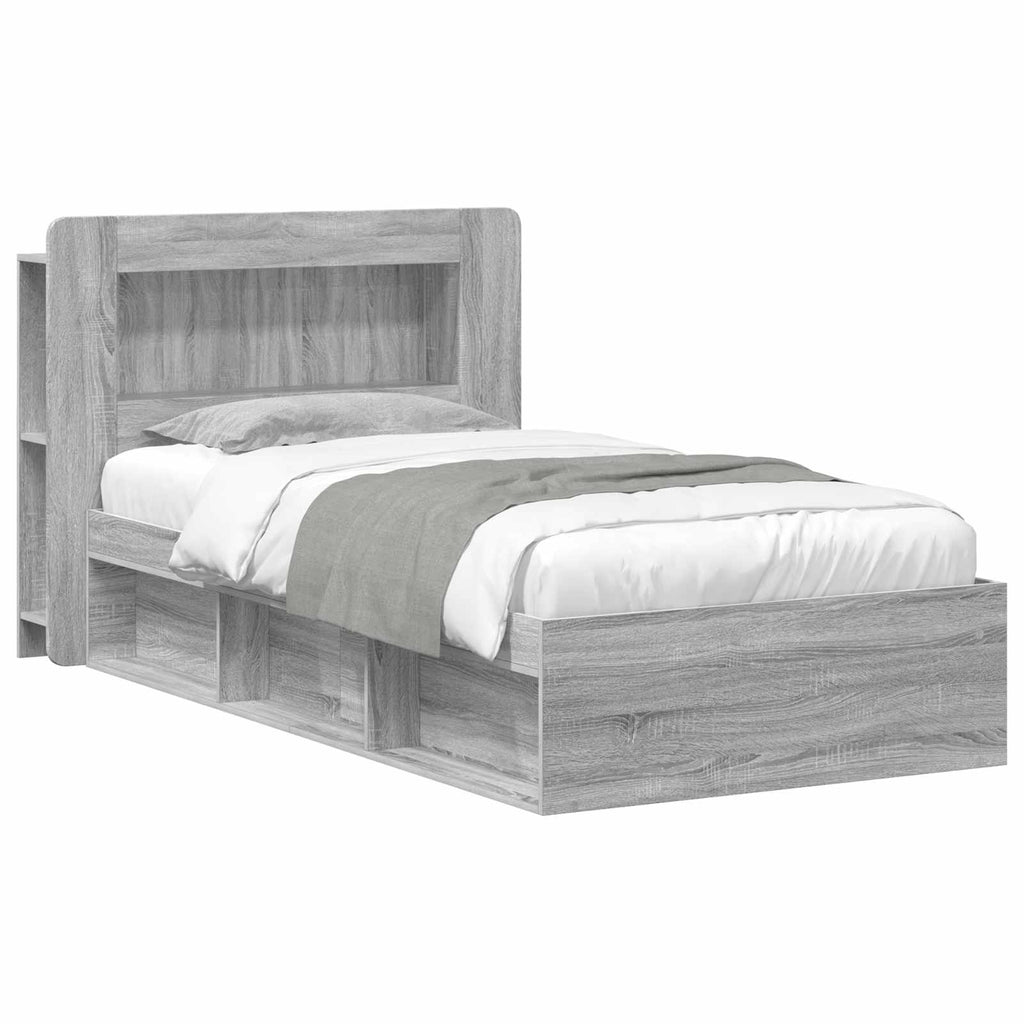 Bettgestell mit Stauraum Grau Sonoma 80 x 200 cm Holzwerkstoff