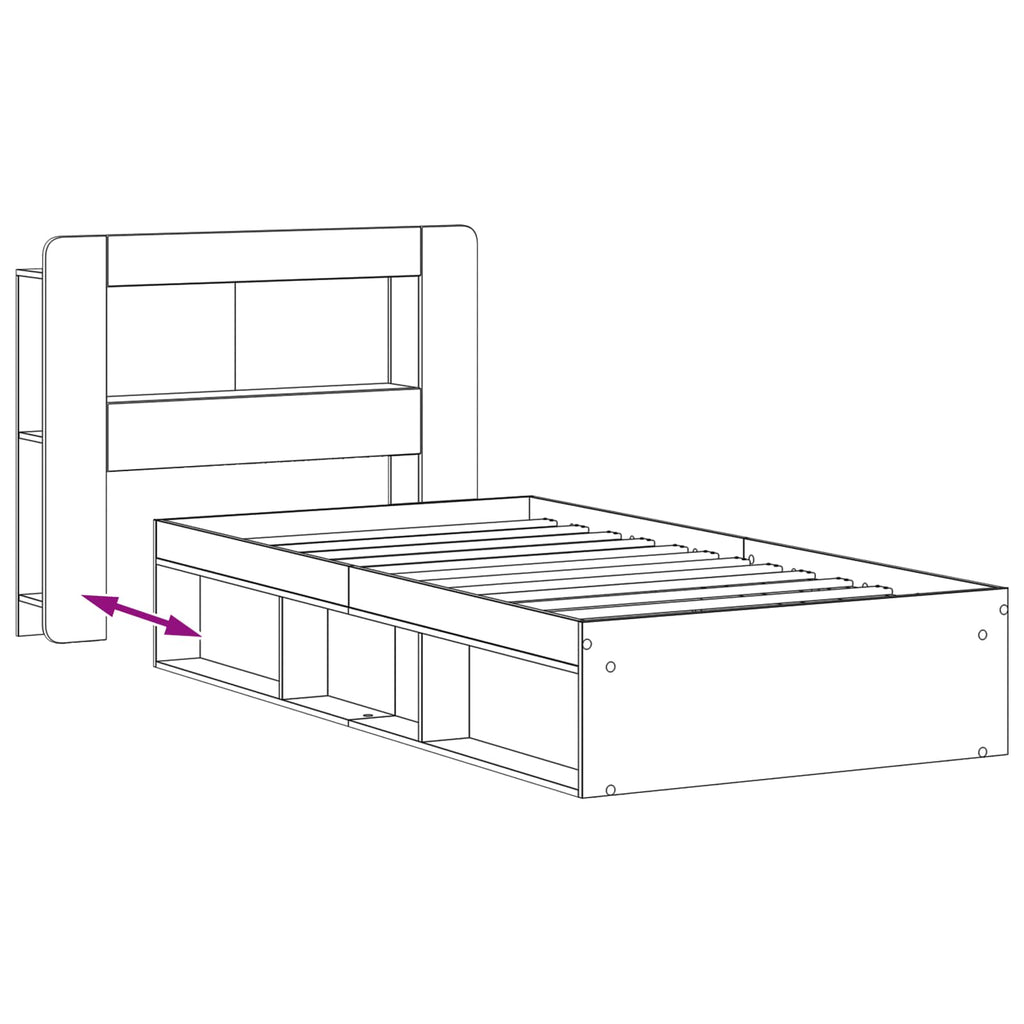 Bettgestell mit Stauraum Grau Sonoma 80 x 200 cm Holzwerkstoff