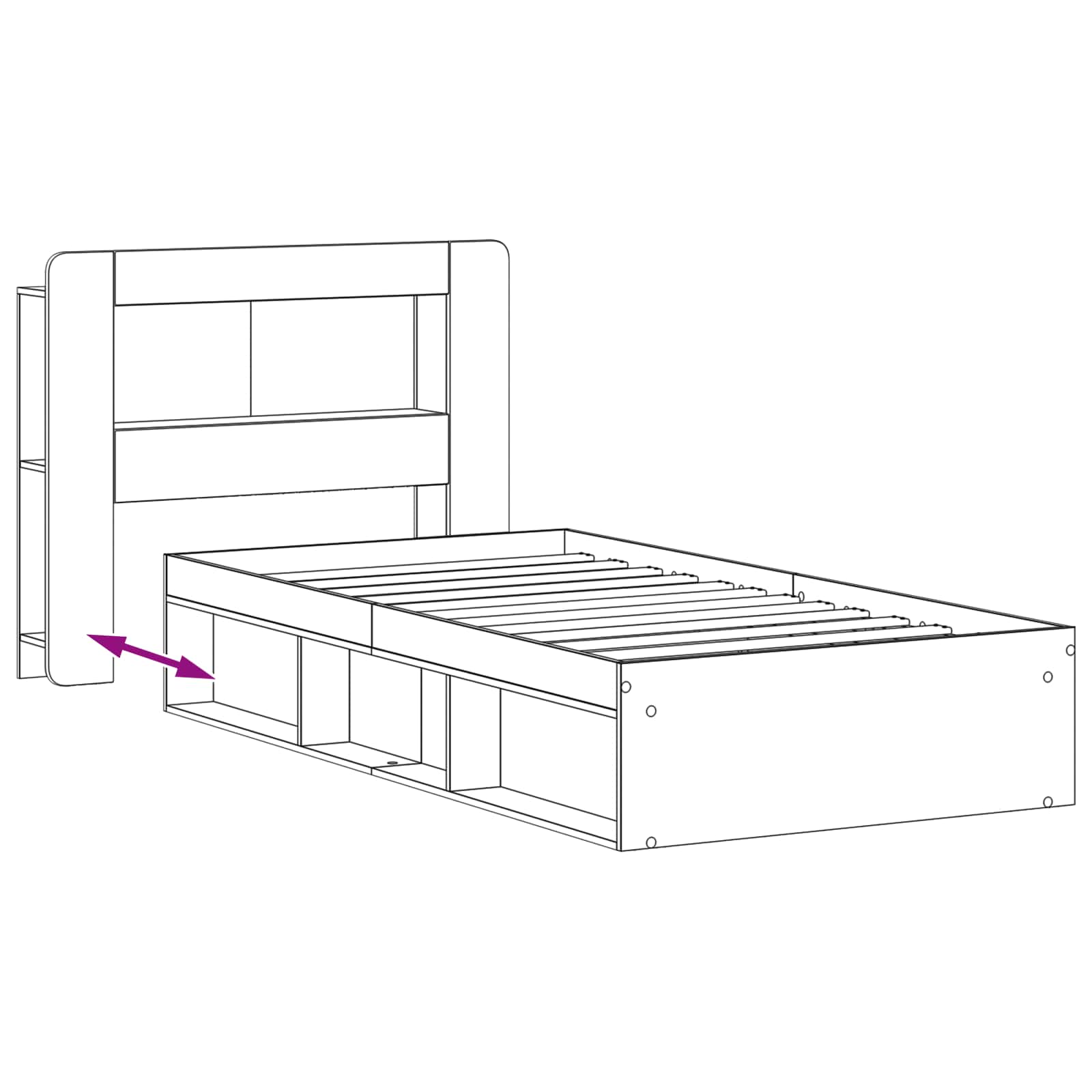 Bettgestell mit Stauraum Grau Sonoma 80 x 200 cm Holzwerkstoff