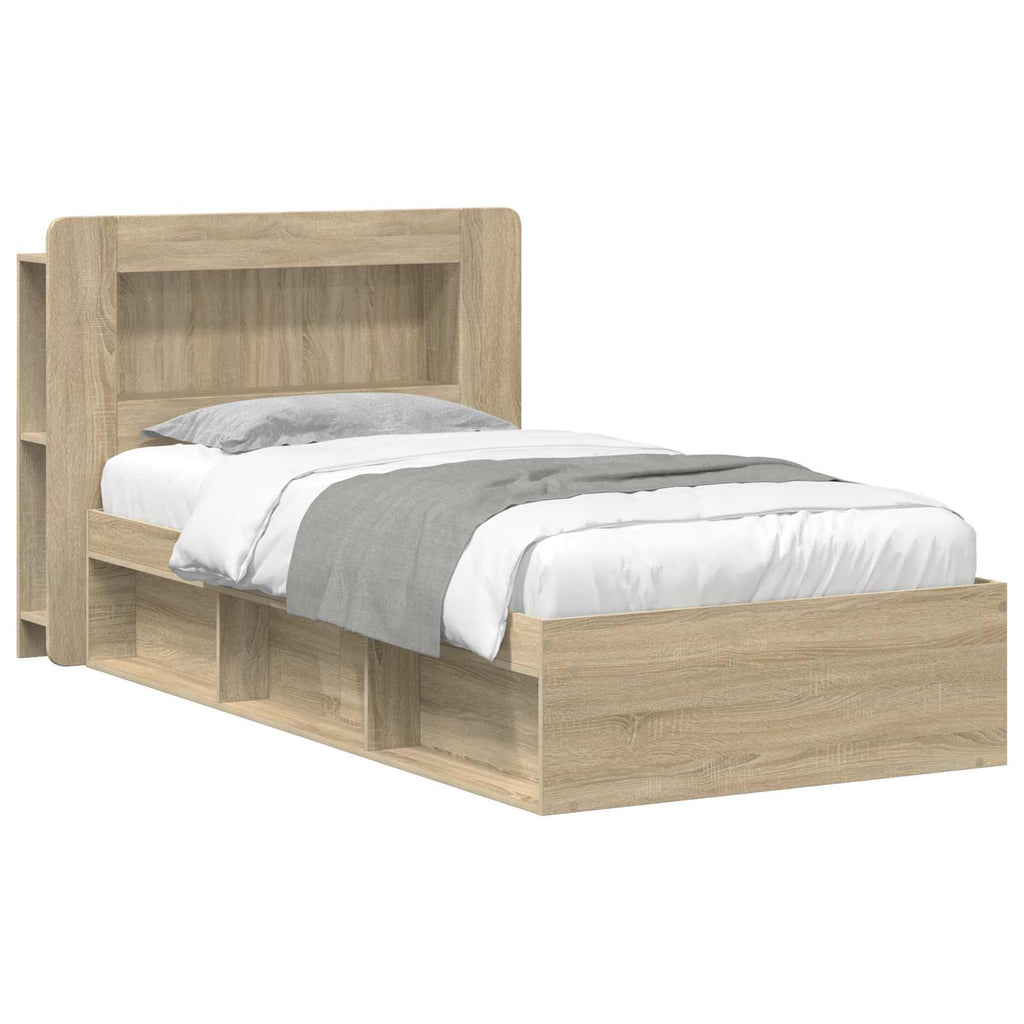 Bettgestell mit Stauraum Sonoma-Eiche 90 x 190 cm Holzwerkstoff