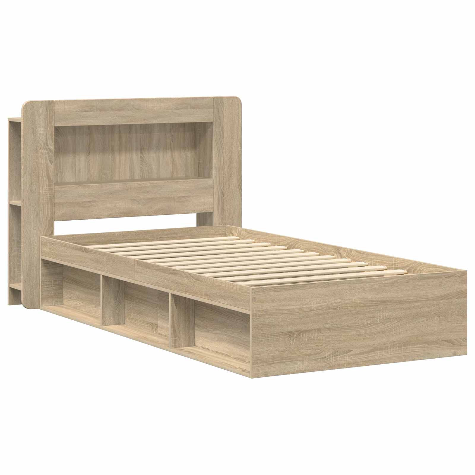 Bettgestell mit Stauraum Sonoma-Eiche 90 x 190 cm Holzwerkstoff