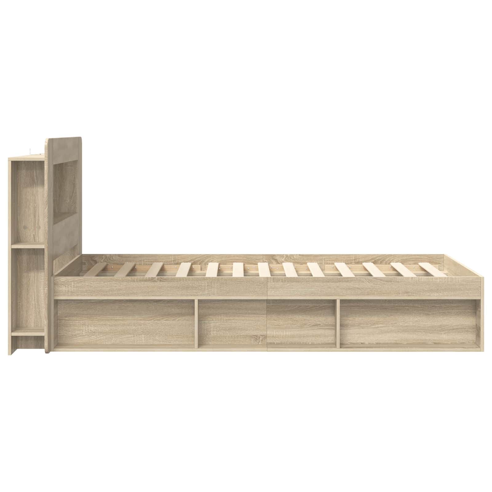 Bettgestell mit Stauraum Sonoma-Eiche 90 x 190 cm Holzwerkstoff