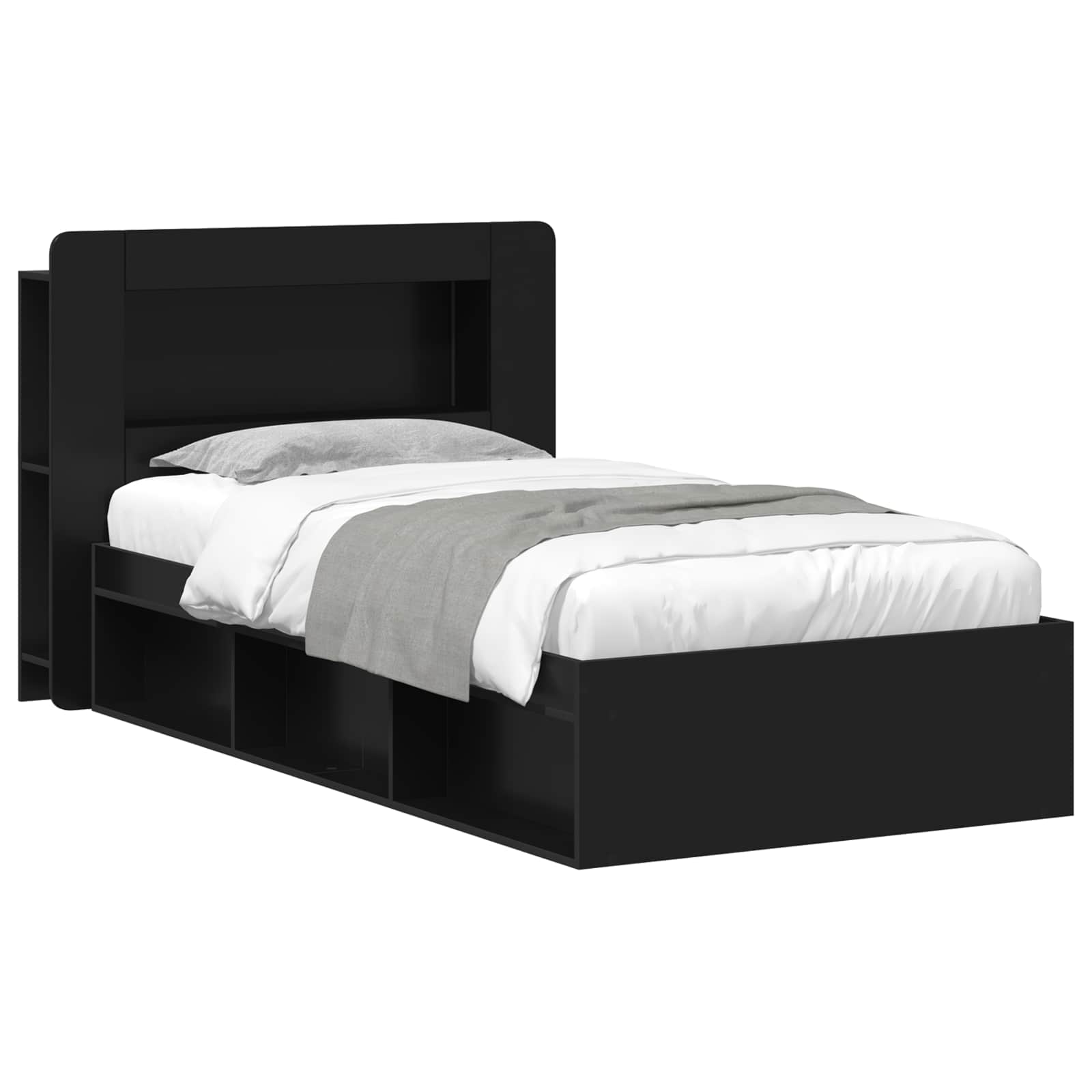 Bettgestell mit Stauraum Schwarz 100 x 200 cm Holzwerkstoff