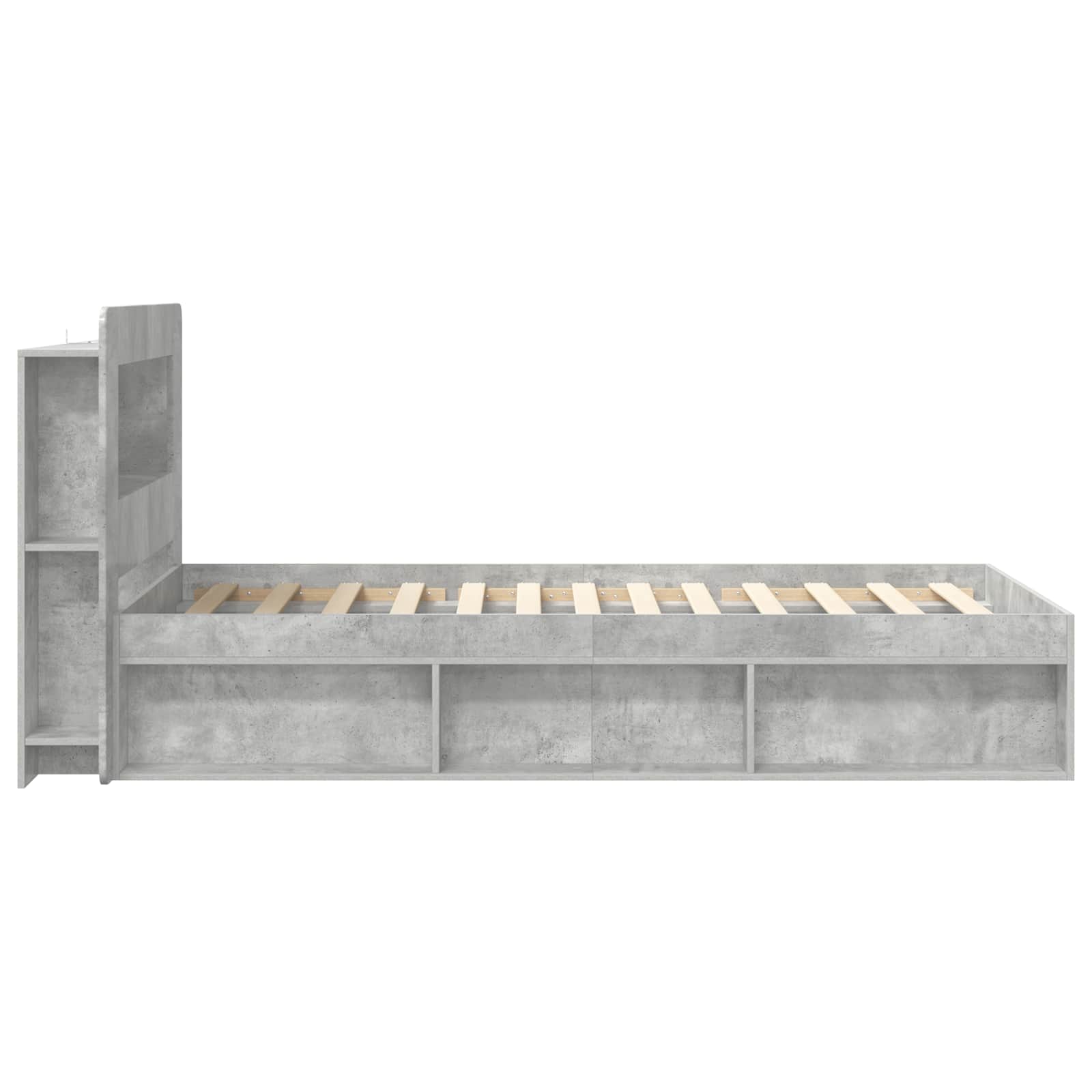 Bettgestell mit Stauraum Betongrau 100 x 200 cm Holzwerkstoff