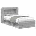 Bettgestell mit Stauraum Grau Sonoma 100 x 200 cm Holzwerkstoff