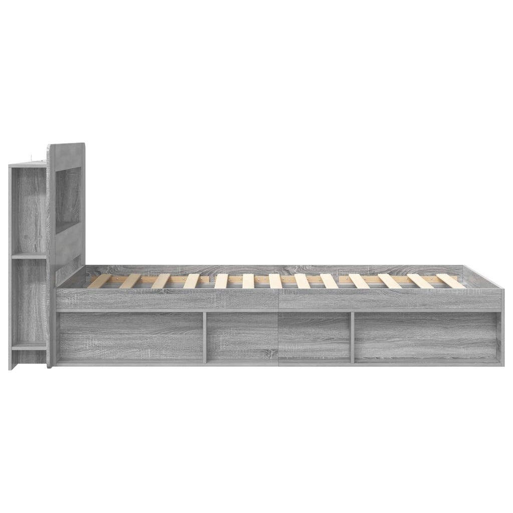 Bettgestell mit Stauraum Grau Sonoma 100 x 200 cm Holzwerkstoff