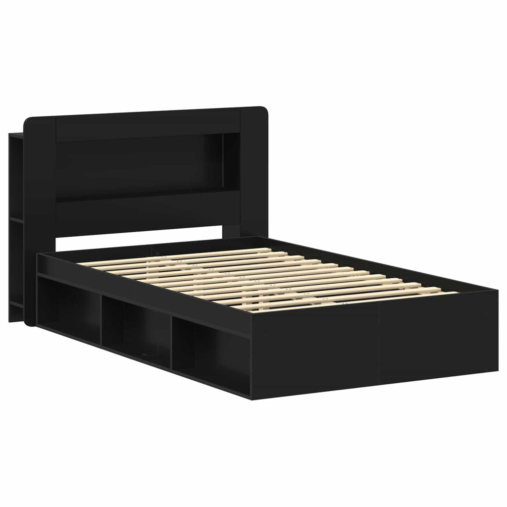 Bettgestell mit Stauraum Schwarz 120 x 190 cm Holzwerkstoff