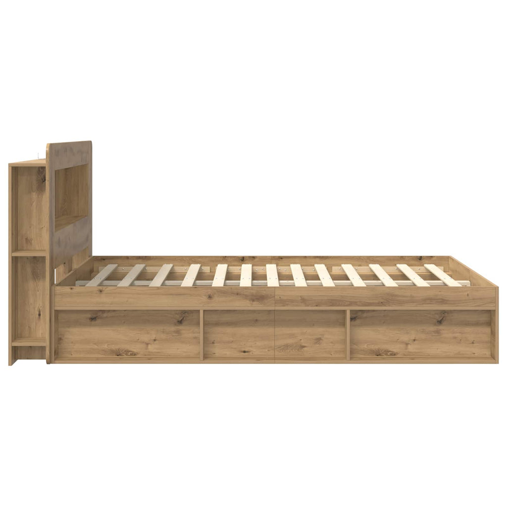Bettgestell mit Stauraum Artisan-Eiche 135 x 190 cm