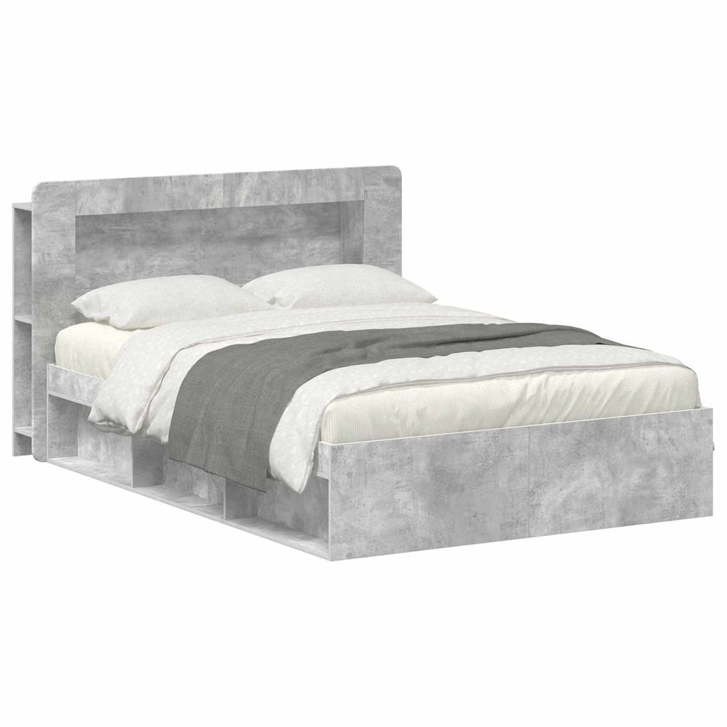 Bettgestell mit Stauraum Betongrau 140 x 190 cm Holzwerkstoff