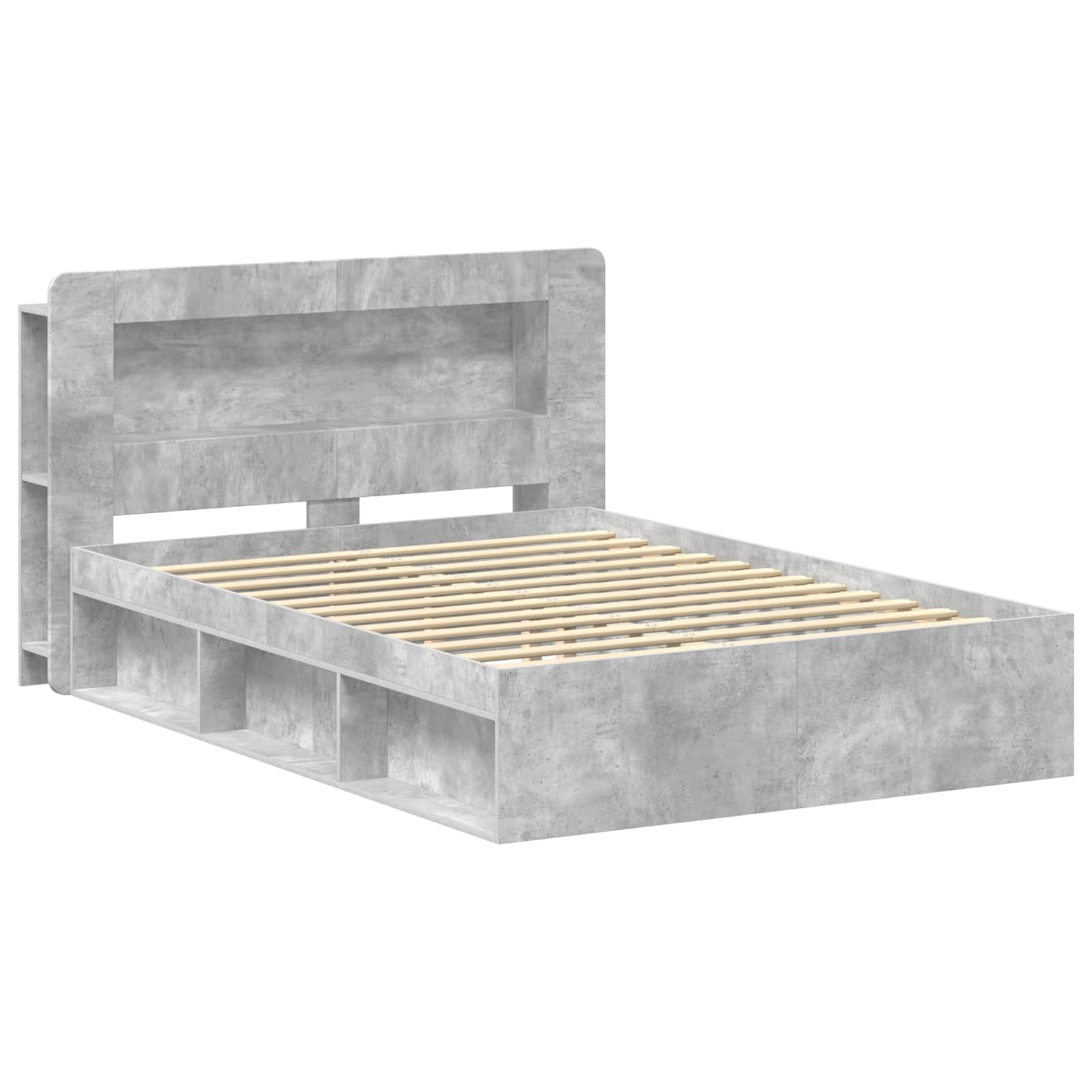 Bettgestell mit Stauraum Betongrau 140 x 190 cm Holzwerkstoff