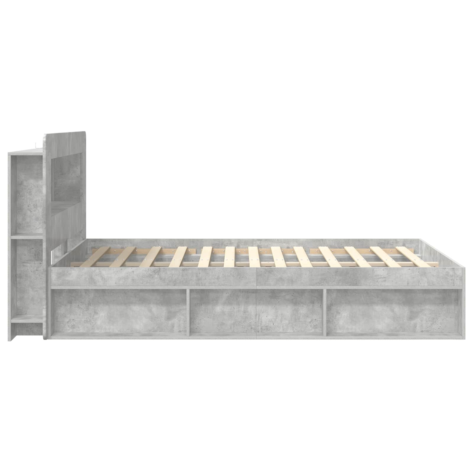 Bettgestell mit Stauraum Betongrau 140 x 190 cm Holzwerkstoff