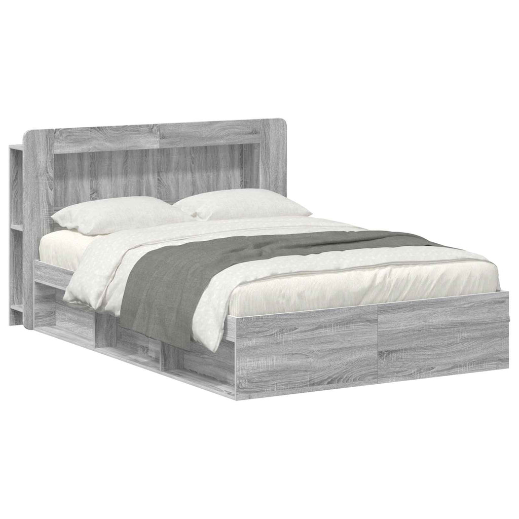 Bettgestell mit Stauraum Grau Sonoma 140 x 190 cm Holzwerkstoff