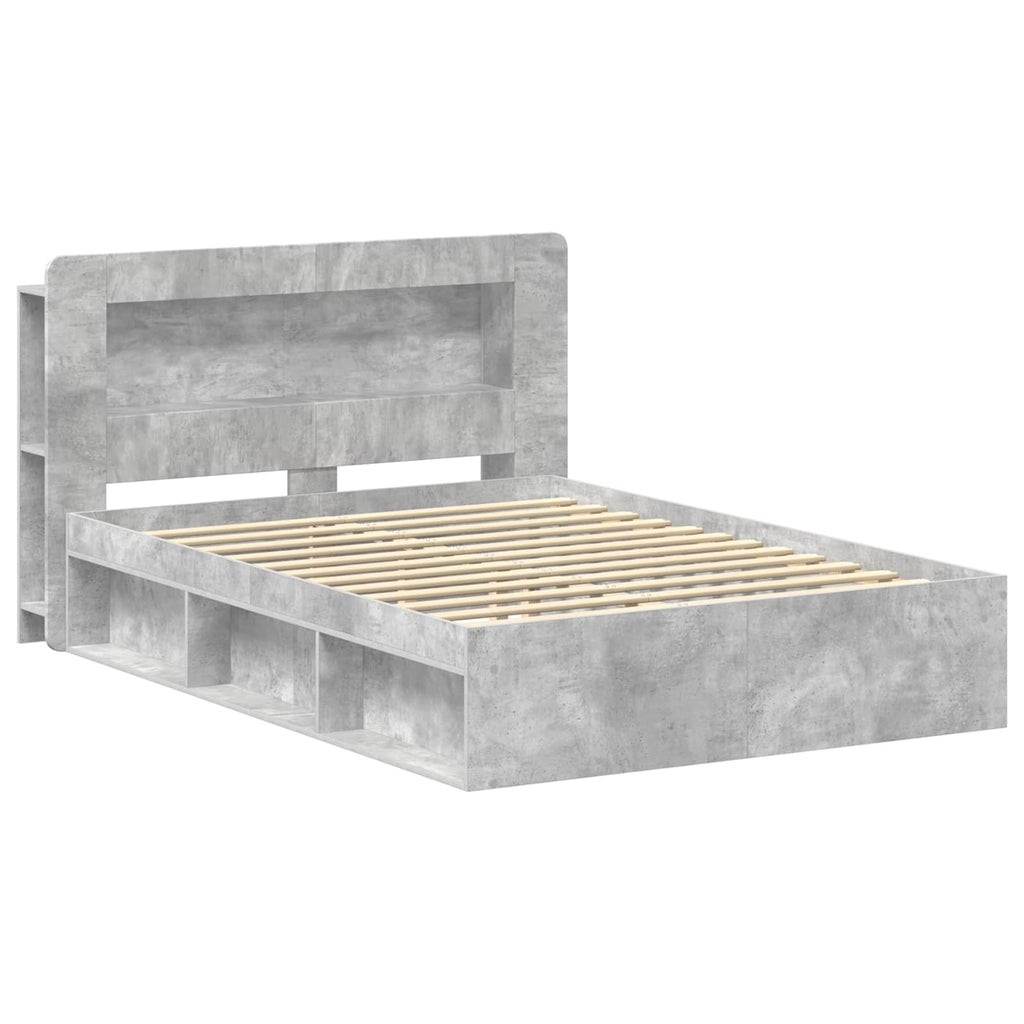 Bettgestell mit Stauraum Betongrau 140 x 200 cm Holzwerkstoff