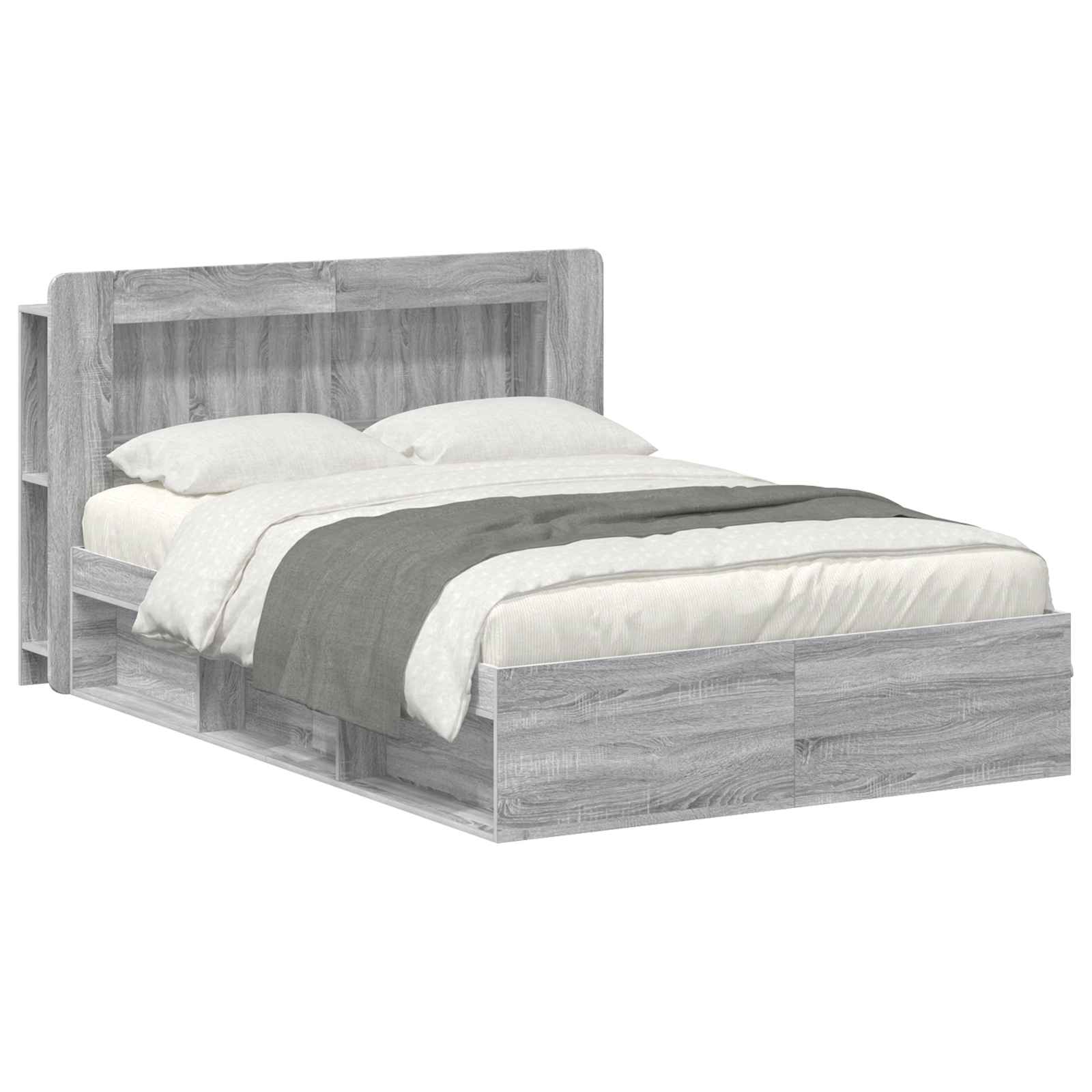 Bettgestell mit Stauraum Grau Sonoma 140 x 200 cm Holzwerkstoff