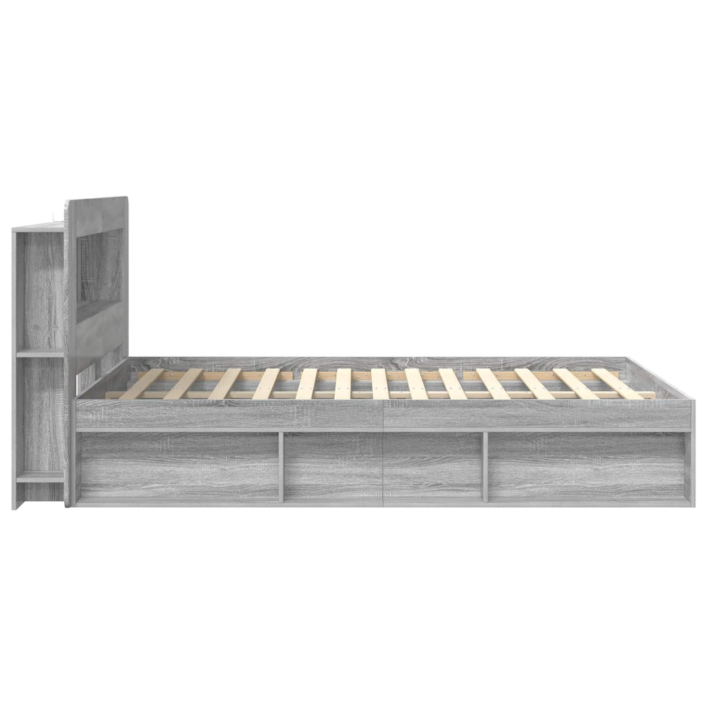 Bettgestell mit Stauraum Grau Sonoma 140 x 200 cm Holzwerkstoff