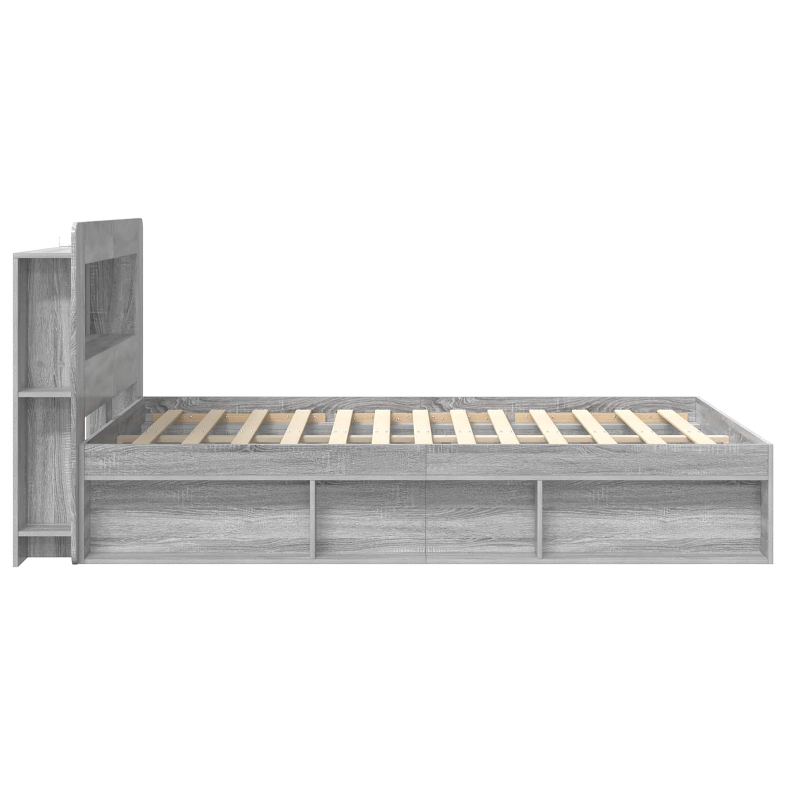 Bettgestell mit Stauraum Grau Sonoma 140 x 200 cm Holzwerkstoff