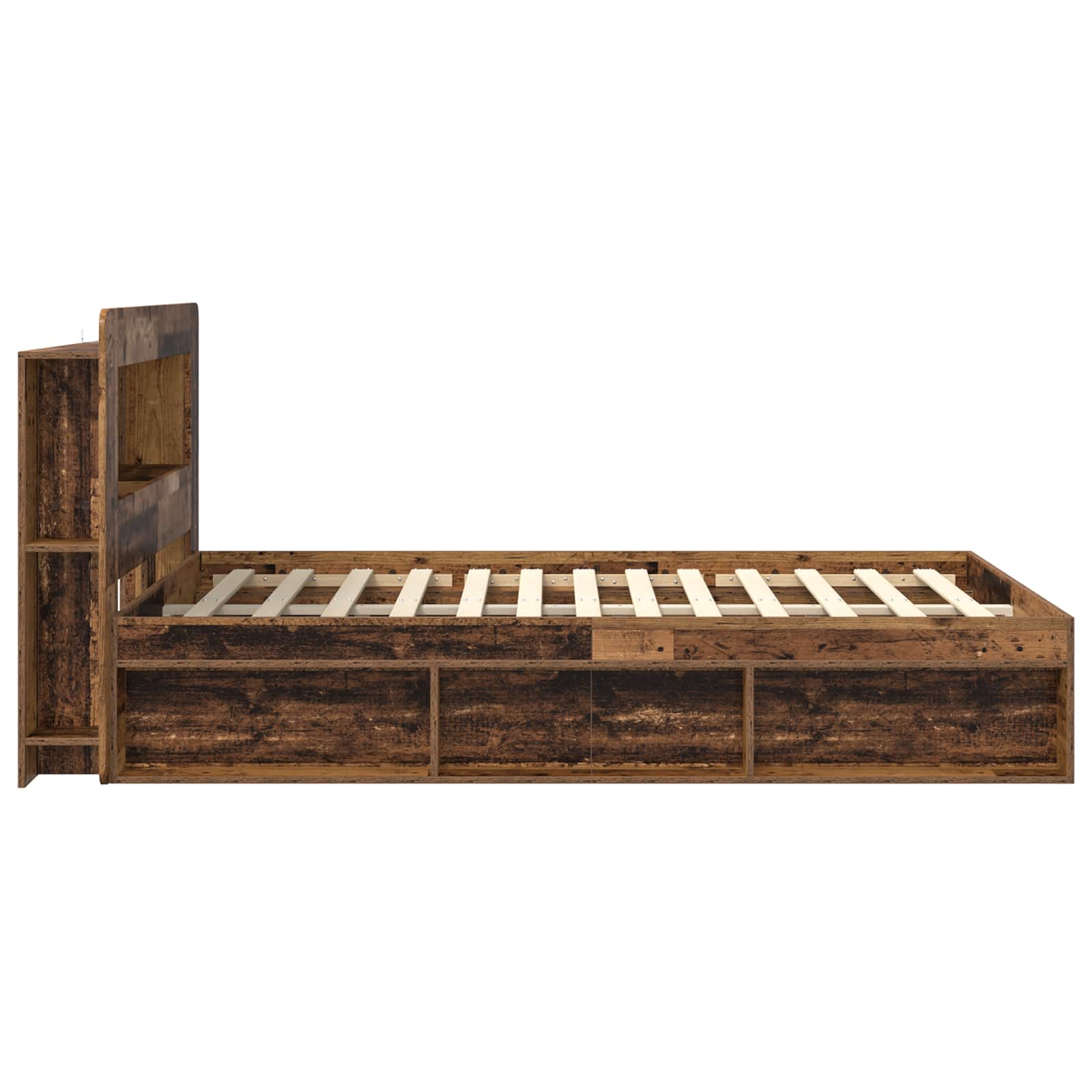 Bettgestell mit Stauraum Altholz 140 x 200 cm Holzwerkstoff