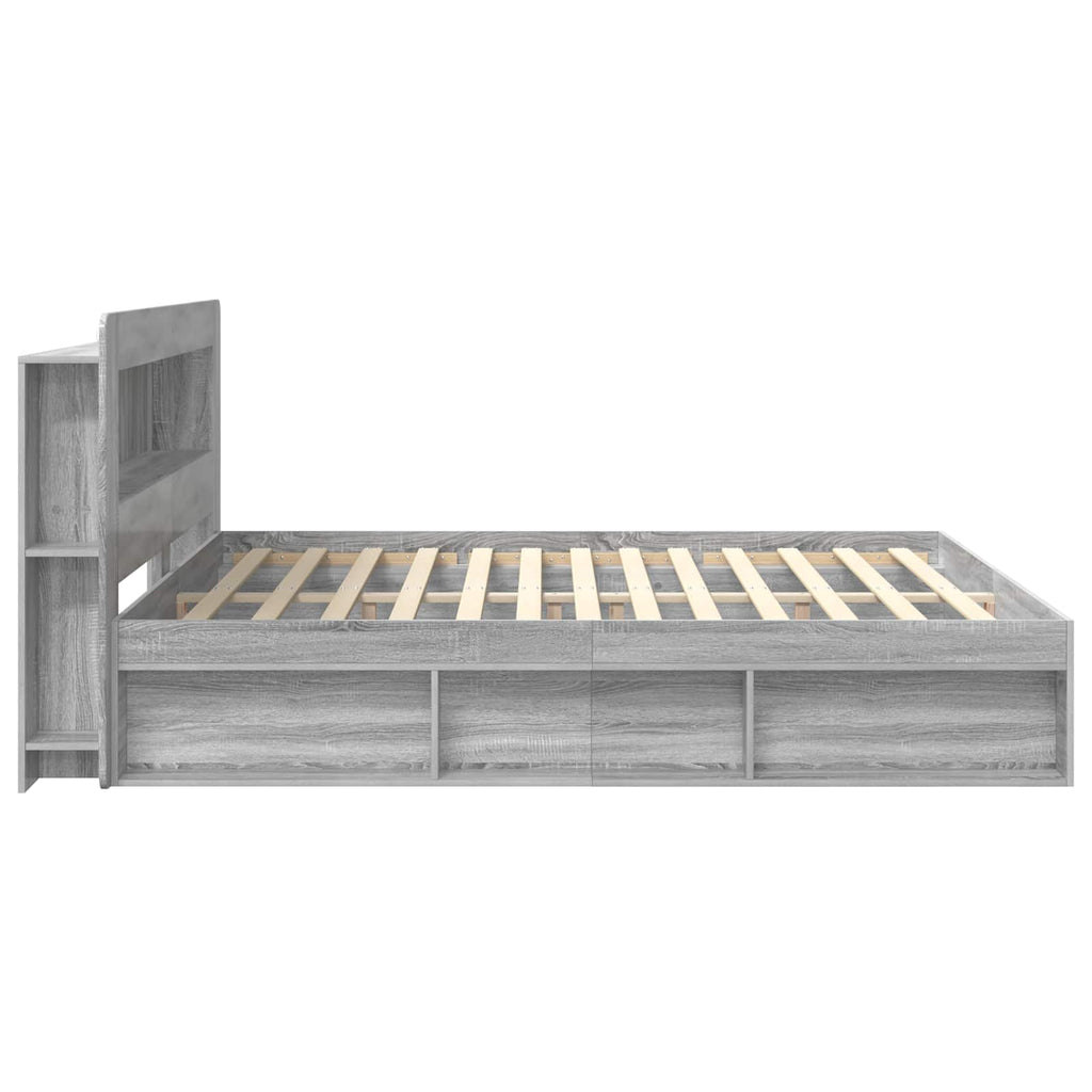 Bettgestell mit Stauraum Grau Sonoma 200 x 200 cm Holzwerkstoff