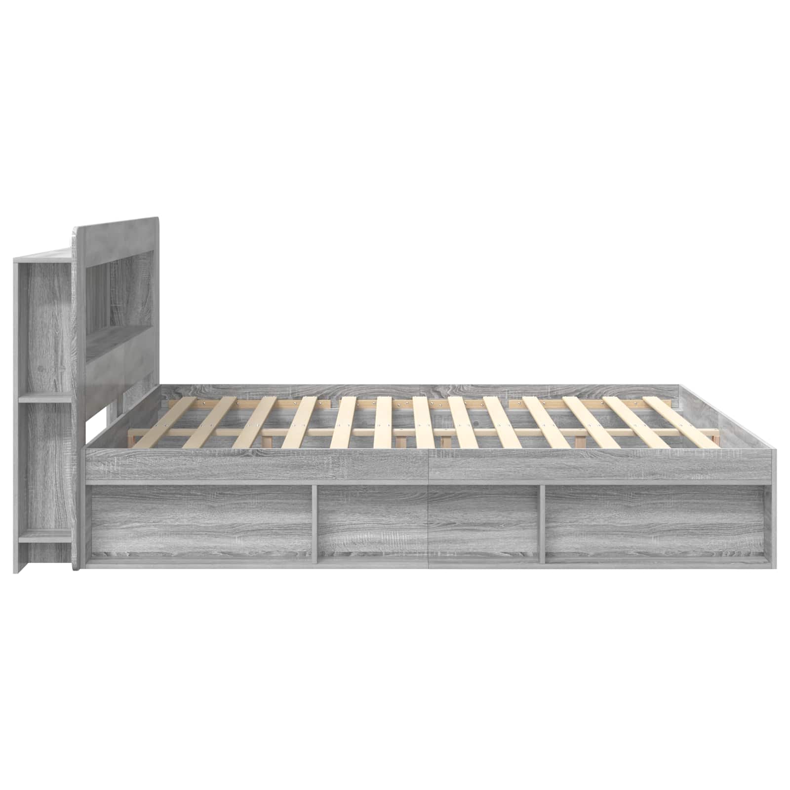 Bettgestell mit Stauraum Grau Sonoma 200 x 200 cm Holzwerkstoff