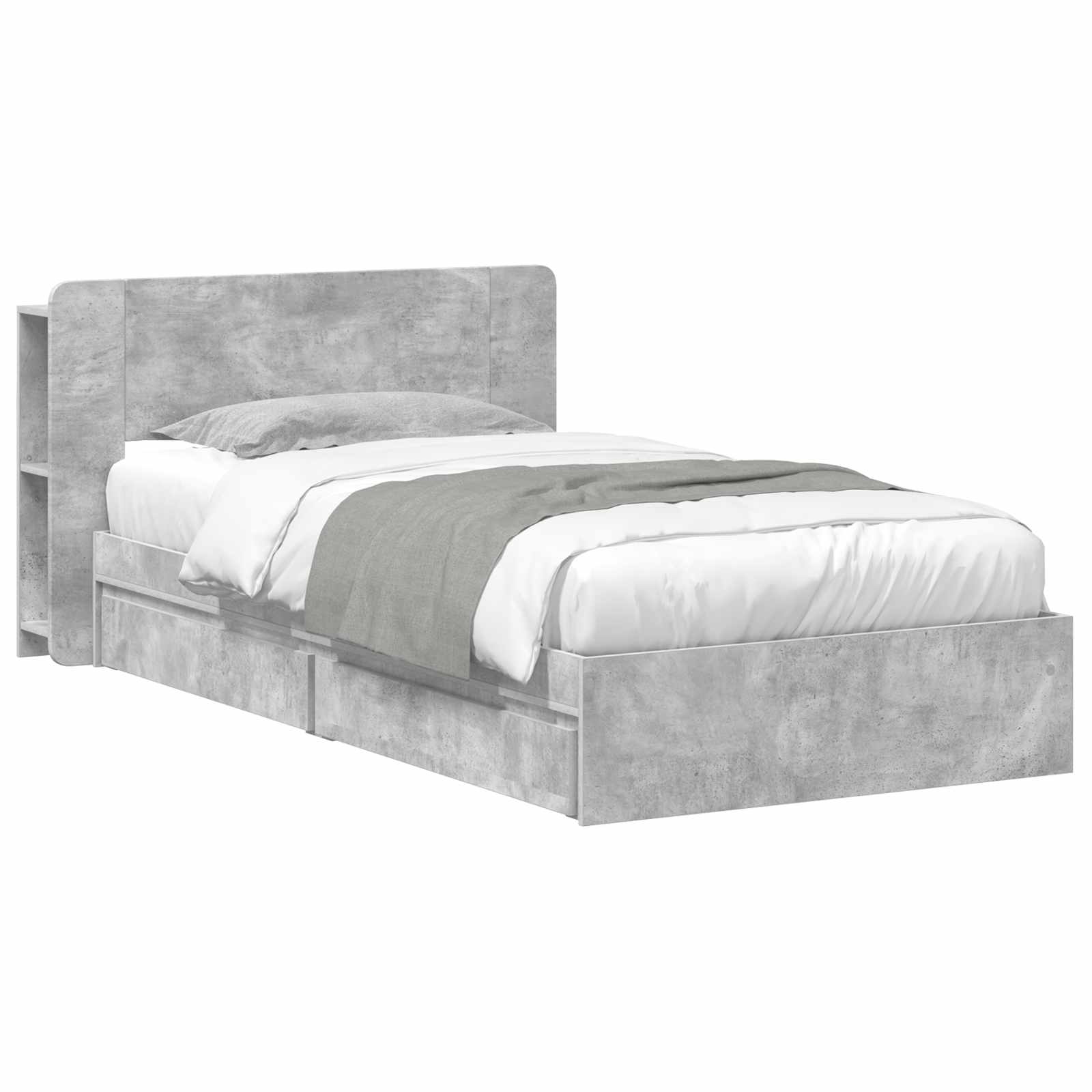 Bettgestell mit Stauraum Betongrau 75 x 190 cm Holzwerkstoff