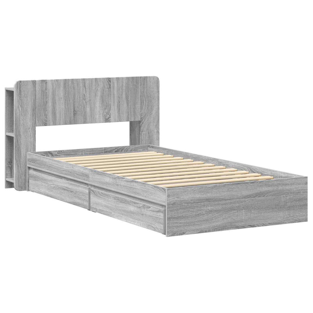 Bettgestell mit Stauraum Grau Sonoma 80 x 200 cm Holzwerkstoff
