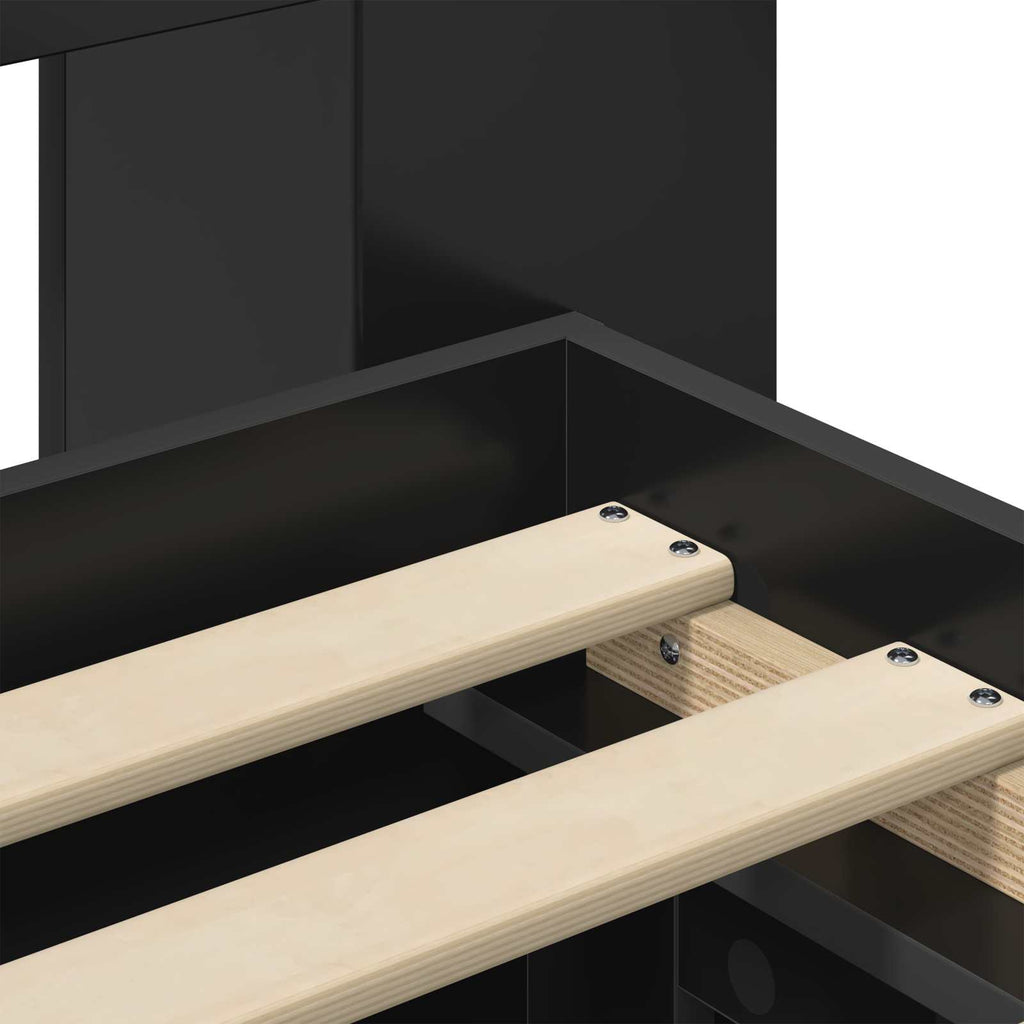 Bettgestell mit Stauraum Schwarz 90 x 190 cm Holzwerkstoff